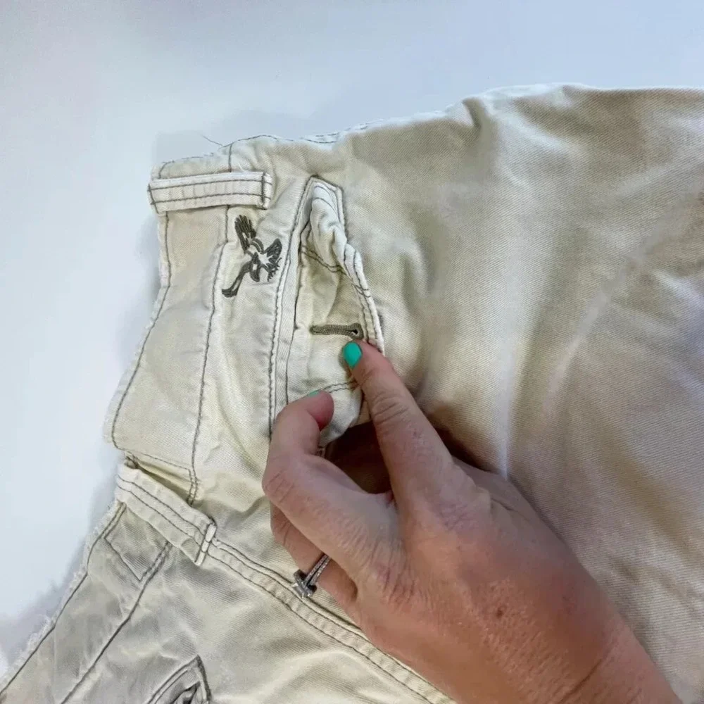 American Eagle‎ Live Your Life Cargo Shorts Mens Size 30 Beige Vintage Y2K 90s